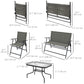 Outdoor 4 Pieces Patio Furniture Set, Garden Set with Two Foldable Armchairs, a Loveseat & Glass Top Table, Mixed Grey