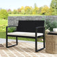 2 Seater Outdoor Bench, Rattan Garden Bench Loveseat with Cushion, Armrests, Steel Frame for Patio, Porch, Beige