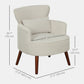 Modern Accent Chair, Upholstered Armchair with Solid Wood Legs and Lumbar Pillow for Living Room, Cream White
