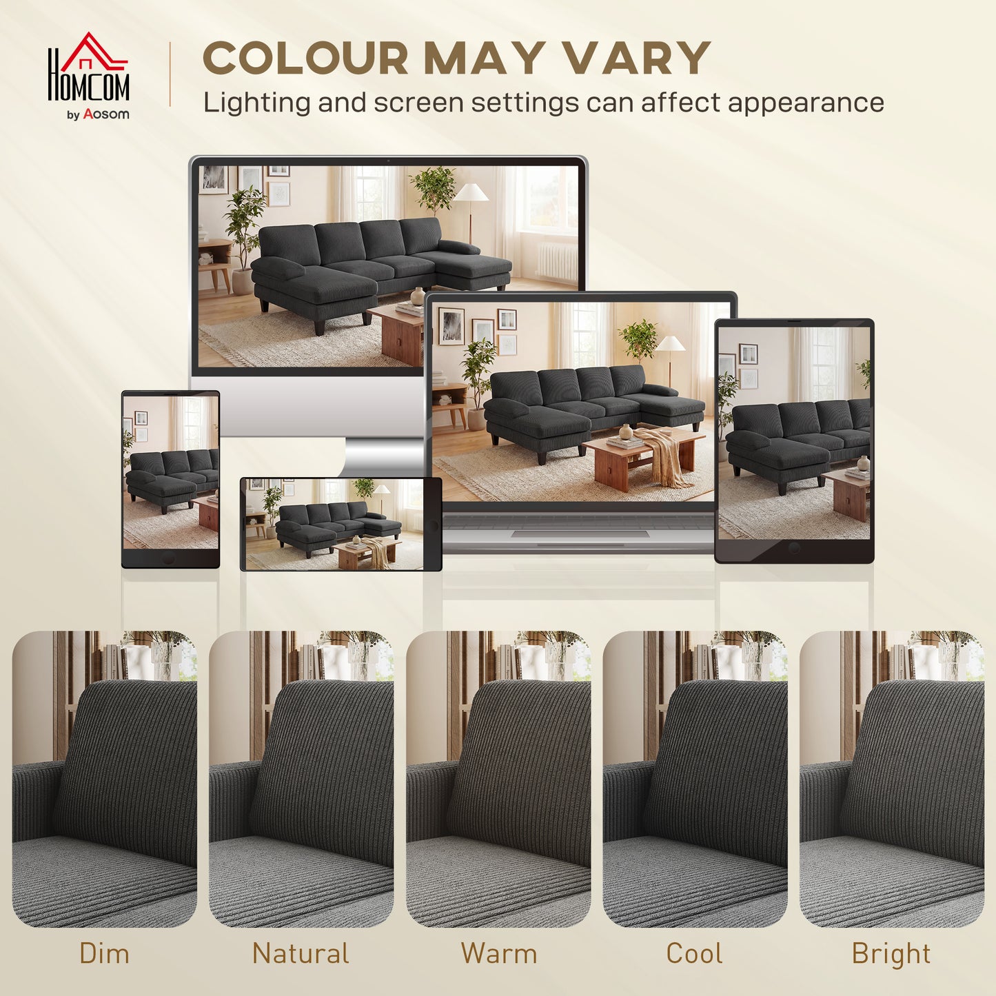 Sectional Sofa, U Shaped Couch with Double Chaise, Pillow-top Armrests and Spring Cushions, 2200lb Capacity, Dark Grey