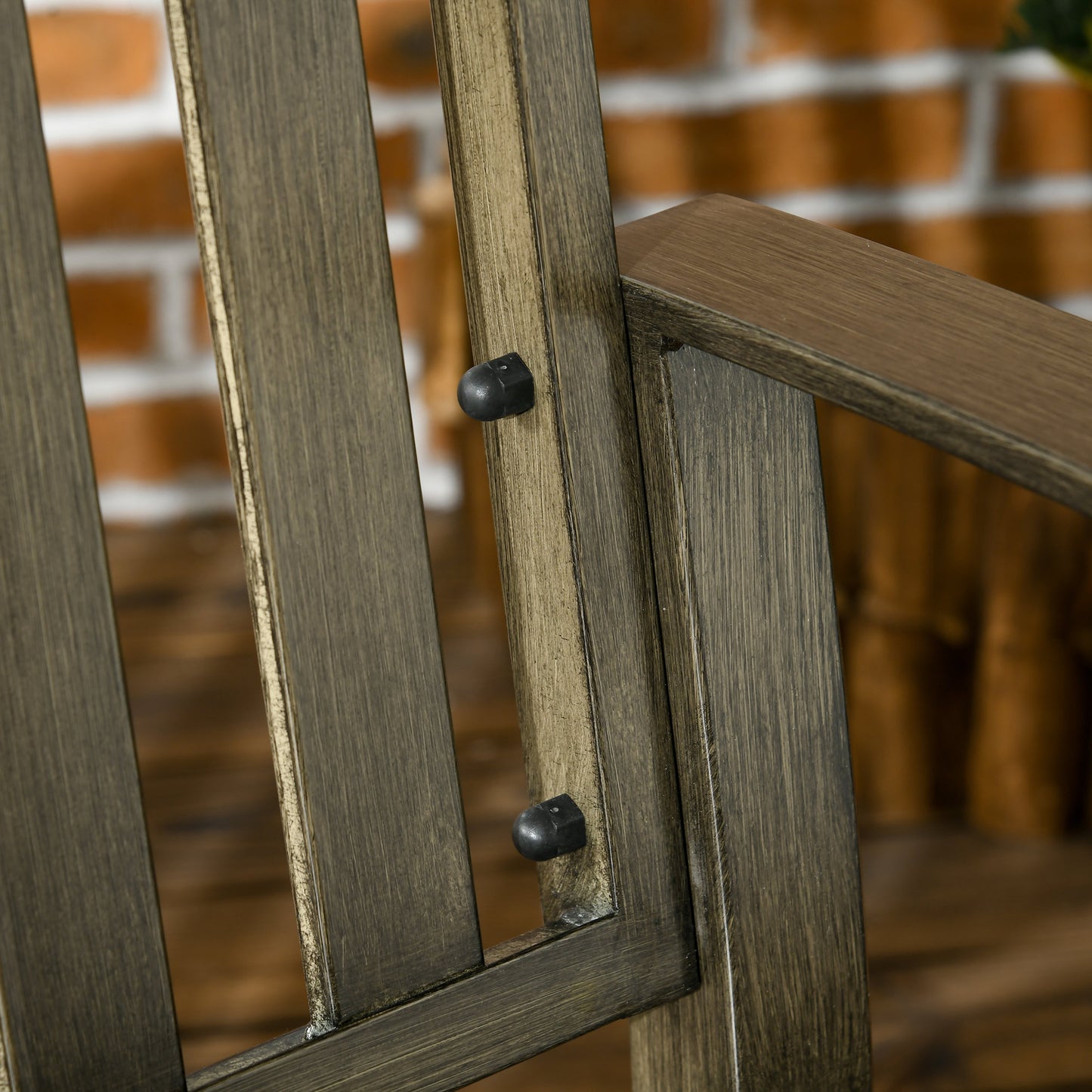 Outdoor Garden Bench, Metal Bench, Wood Look Slatted Frame Furniture for Patio, Park, Porch, Lawn, Yard, Deck, Black