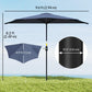 9.8ft Half Umbrella Semi Round Patio Parasol with Crank Handle, Top Vent for Garden, Balcony- NO BASE INCLUDED, Dark Blue