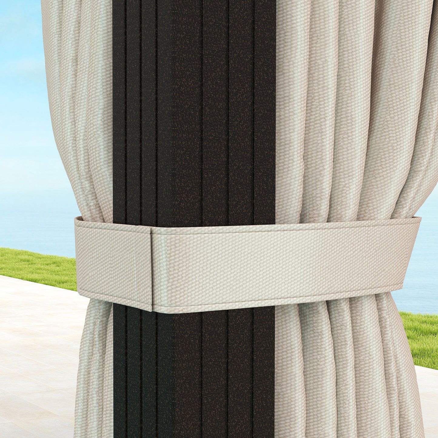 10' x 13' Hardtop Gazebo Canopy with UPF30+ Double Polycarbonate Roof, Aluminum Frame, Netting and Curtains, Beige