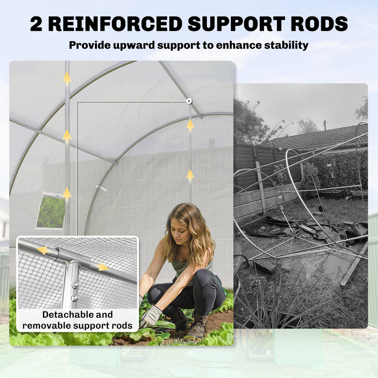 20' x 10' x 7' Tunnel Greenhouse with Mesh Door and PE Cover