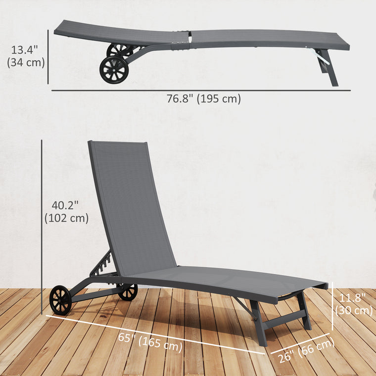 2-Piece Tanning Chair Set with Wheels & Breathable Mesh