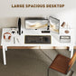 71" Computer Desk, Desktop Desk with Metal Legs, White
