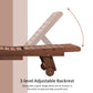 Wooden Outdoor Lounge Chair, Adjustable Patio Outdoor Chaise Recliner Garden Furniture, Tanning Chair with Pull-out Tray and 2 Wheels, Brown