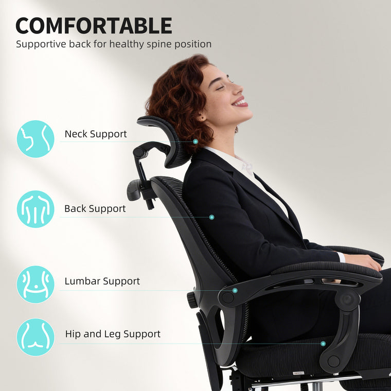 Ergonomic Mesh Office Chair with Lumbar Support - Black