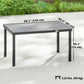 Rectangular Patio Table for 6, Outdoor Dining Table with Wood-Plastic Composite Top and Steel Frame for Garden, Grey