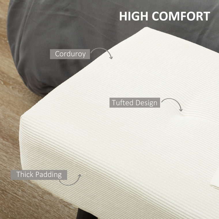 39" Corduroy Storage Bench with Steel Legs