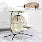 Double Wicker Egg Swing Chair with Canopy, Foldable Hanging Egg Chair with Stand Cushion Headrest, Beige