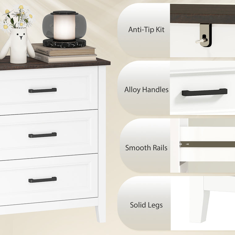 Wide 6-Drawer Bedroom Dresser - White