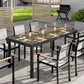 Patio Dining Table for 8, Rectangular Aluminum Outdoor Table for Garden Lawn Backyard, Natural
