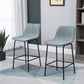 Bar Stools Set of 2, Upholstered Counter Height Bar Chairs, Kitchen Stools with Steel Legs