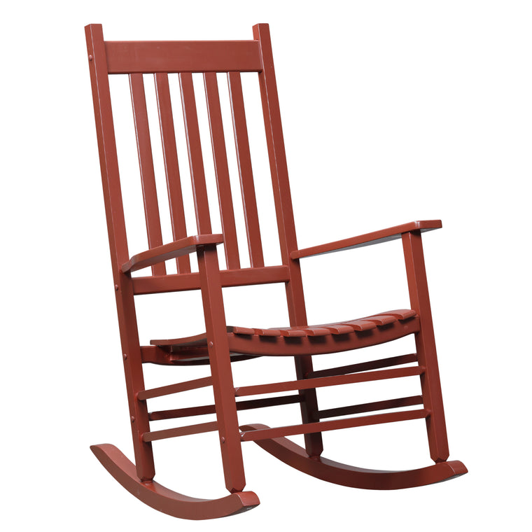 Wine Red Wooden Porch Rocking Armchair