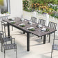 Expandable Outdoor Dining Table, 55"-95" Patio Table with Tempered Glass Top and Aluminum Frame, Black