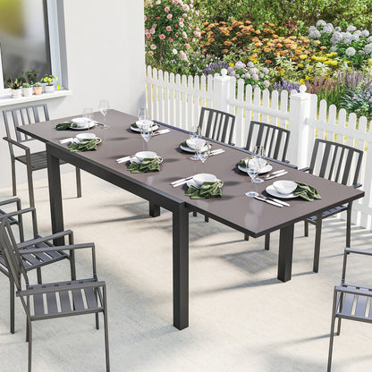 55"-95" Expandable Dining Table with Glass Top