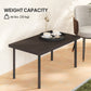 Metal Outdoor Side Table, Rectangle Patio Coffee Table with Woodgrain Tabletop for Outside Garden, Brown