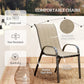 3 Pieces Bistro Set, Small Patio Furniture Set with Stackable Mesh Chairs, Glass Table for Garden, Light Mixed Brown