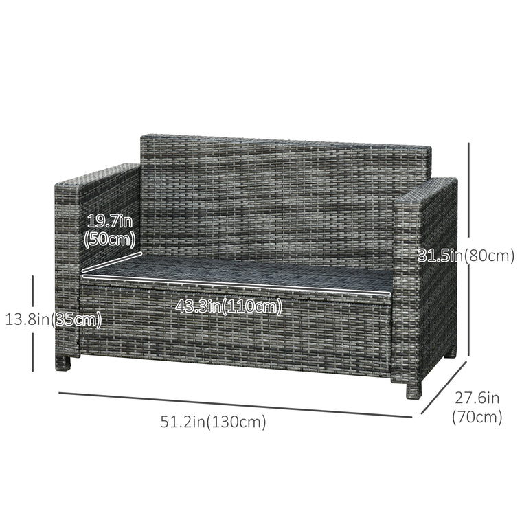 Grey Wicker Loveseat Sofa Chair with Cushion