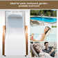 Outdoor Wood Sling Chaise Lounge Reclining Garden Mesh Lounger Patio Chair with Headrest Cream