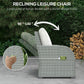 6 Pcs Patio Furniture Set with Wicker Recliner Chairs, PE Wicker Sectional Sofa Set with a 3-Seat Sofa, 2 Footstools, Table, 2 Recliner Chairs, Grey
