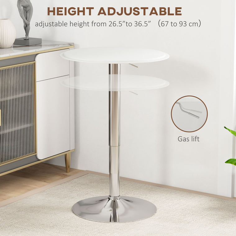 Round Adjustable-Height Bar Table - White