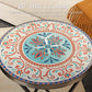 Mosaic Outdoor Patio Side Table, 14" Round Folding Outdoor Coffee Table with Steel Frame for Balcony Deck Patio Terrace, Mixed Colour