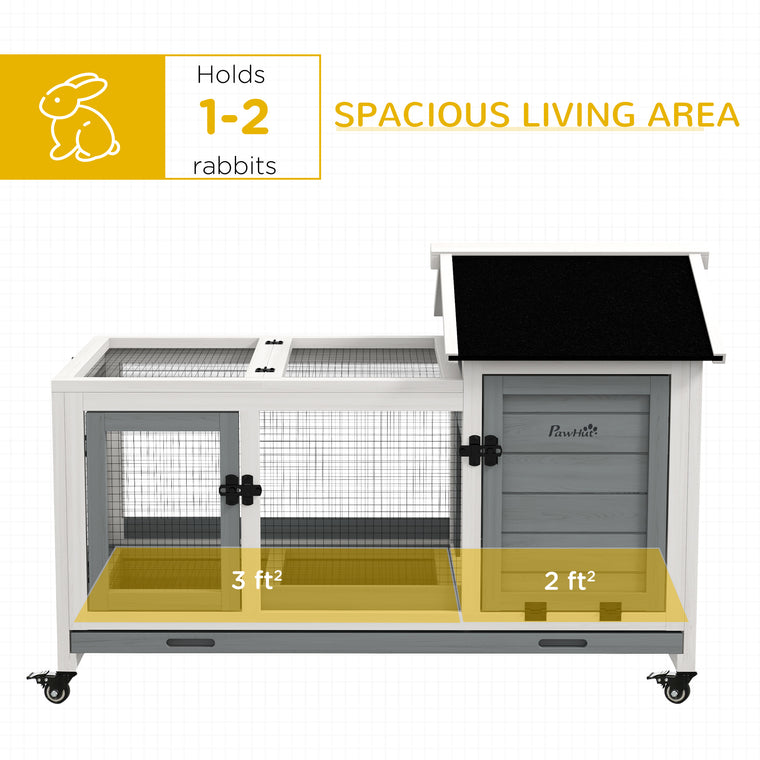 Grey Rabbit Cage with Wheels, Ramp & Run