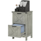 Vertical Filing Cabinet with 2 Drawers, Rustic Farmhouse Office Storage Cabinet for A4, Letter Size, Stone Grey