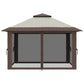 13' x 13' Pop Up Canopy, 2-Tier Roof Easy up Tent Shelter with Nettings Carry Bag Weight Bags for Garden, Patio, Beige