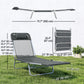 Folding Lounge Chair, Portable Tanning Chair with Adjustable Backrest, Pillow for Beach Poolside Patio, Dark Grey