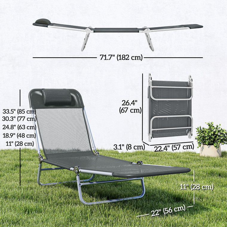 Portable Folding Tanning Chair with Adjustable Backrest