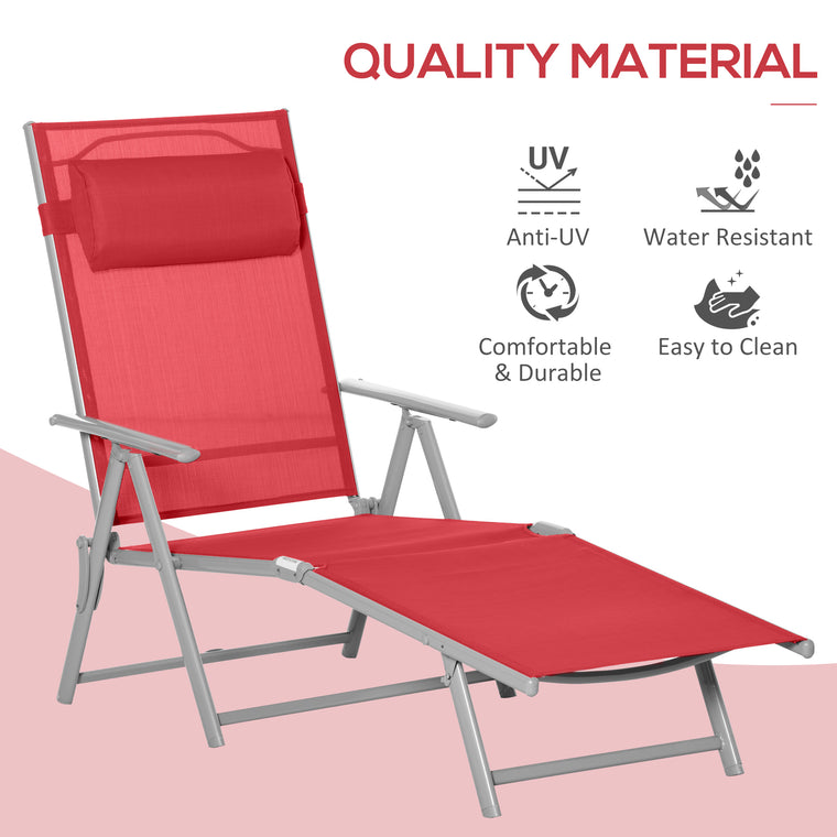 Folding Steel Chaise Lounge with 7 Backrest Positions