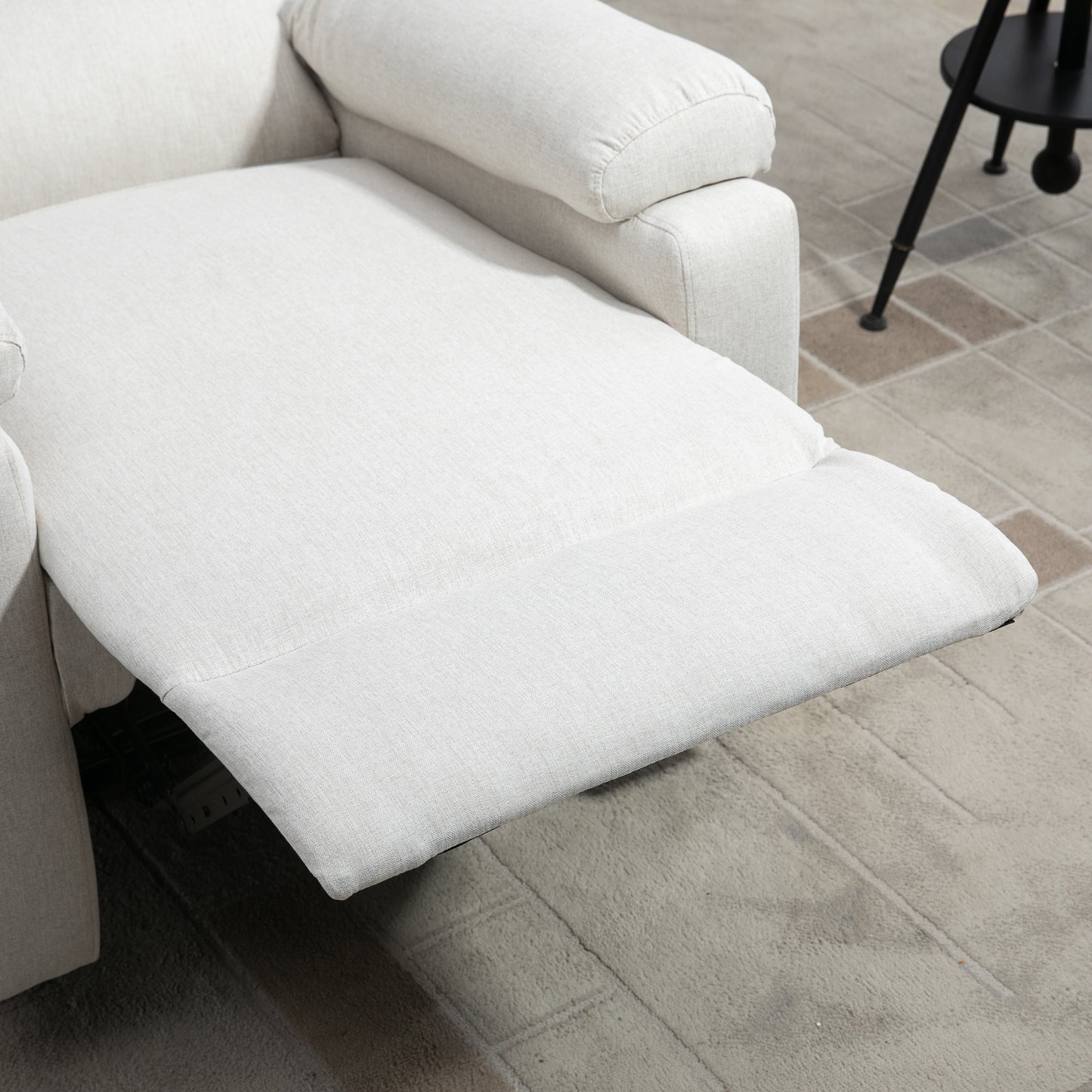 Recliner Chair, Manual Reclining Chair with Footrest, Padded Seat for Living Room, Bedroom, Study, Cream White