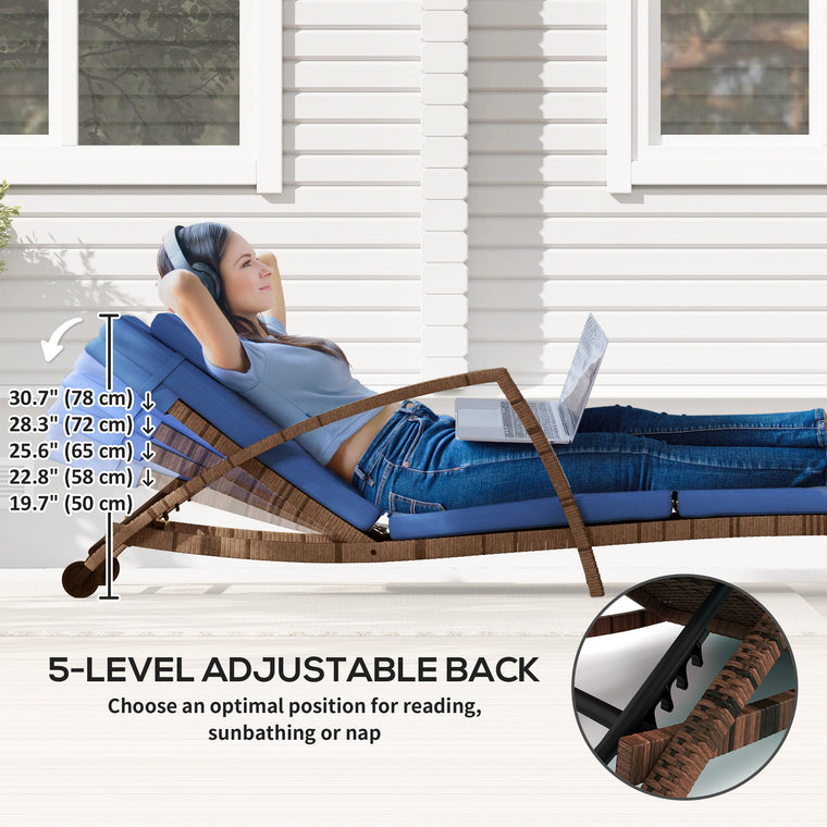 Wicker Chaise Lounge Chairs with Wheels, Set of 2