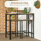 Industrial Bar Table Set Counter Height 3 Piece and 2 High Back Stools Set Dining Table Set Rustic Brown