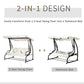 3 Seater Patio Swing Chair Convertible Cushioned Bed Outdoor Porch with Canopy and Pillow