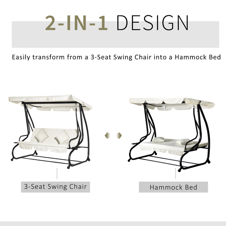 Convertible Patio Swing Chair with Canopy and Pillow