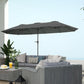 13ft Double-Sided Patio Umbrella with Crank Handle, for Poolside, Deck, Garden, Light Grey