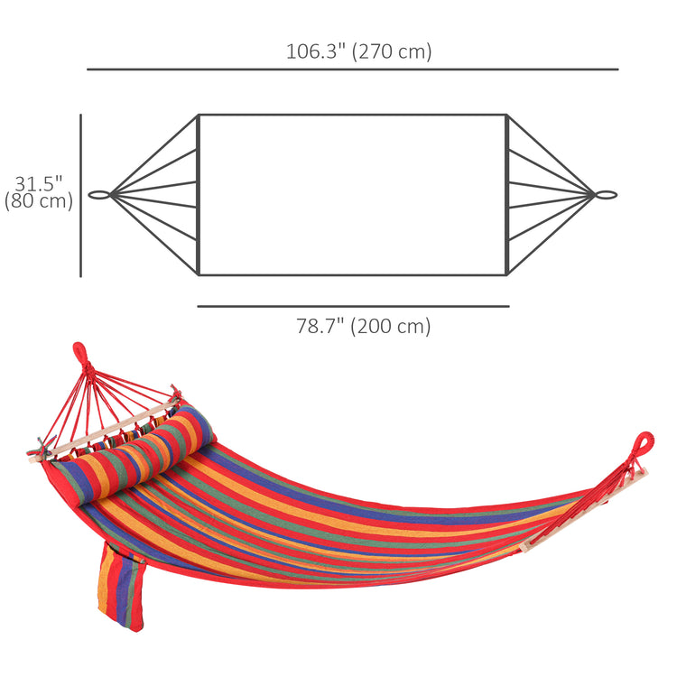 Cotton Hammock Swing Chair with Headrest and Side Pocket
