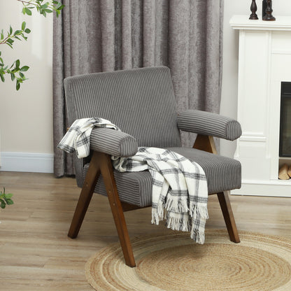 Corduroy Accent Chair with Padded Armrests
