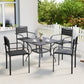 Stackable Patio Chairs Set of 4, Outdoor Dining Chairs with Slatted HDPE Seat, Armrests for Garden, Backyard, Black