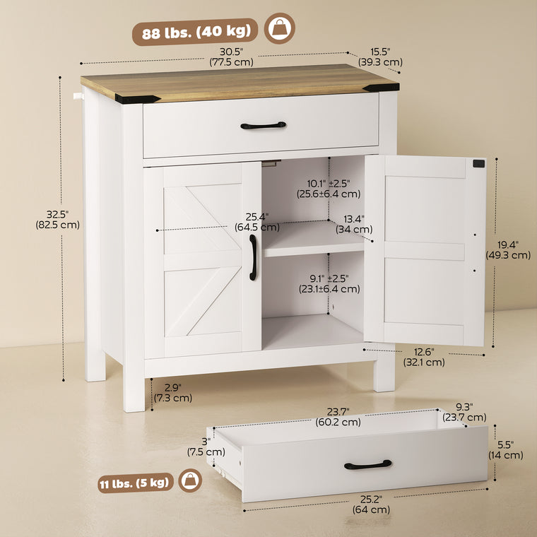 Farmhouse Sideboard Buffet Cabinet with Drawer