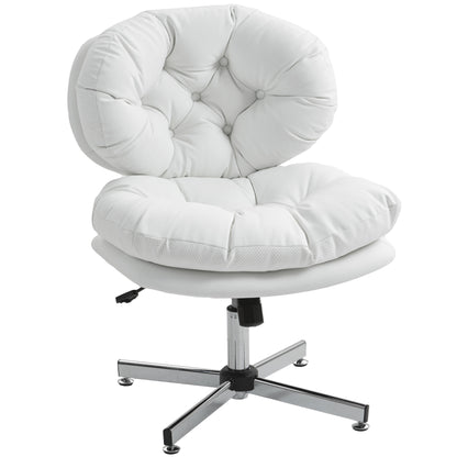 Armless Office Chair with Adjustable Height - White