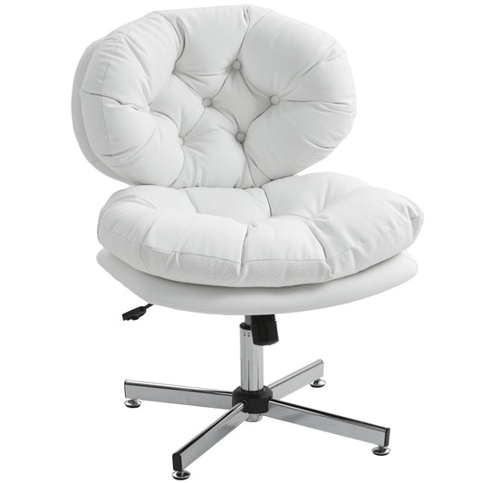 Armless Office Chair with Adjustable Height - White