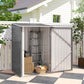 3.3' x 3.4' Lean-to Garden Storage Shed, Outdoor Galvanized Steel Tool House with Lockable Door for Patio Grey