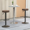 Modern Adjustable Bar Stools Set of 2, Swivel Barstool with Footrest, PU Leather Round Top for Kitchen, Brown