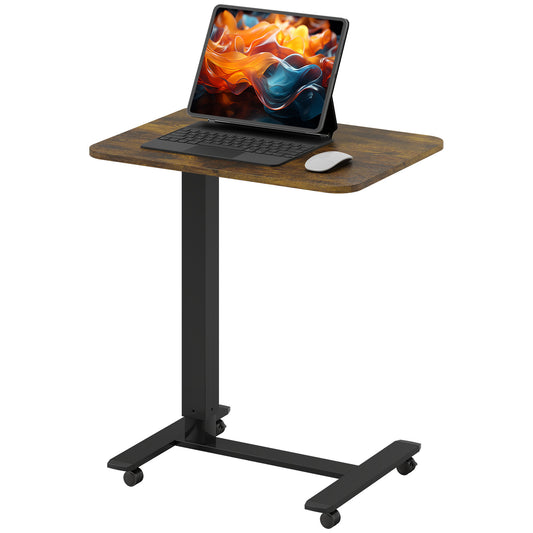 43" Pneumatic Standing Desk with Wheels - Rustic Brown