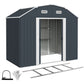 8' x 4' Galvanized Outdoor Storage Shed, Garden Shed with Adjustable Shelves, Double Sliding Doors and Vents